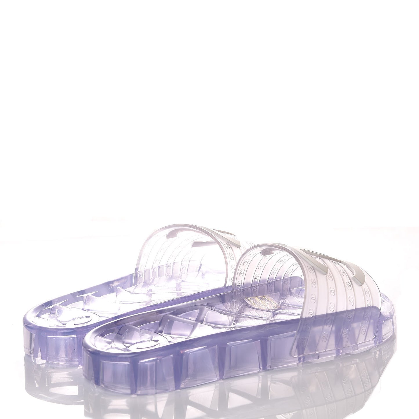PVC Transparent CC Flat Slide Sandals 36 White