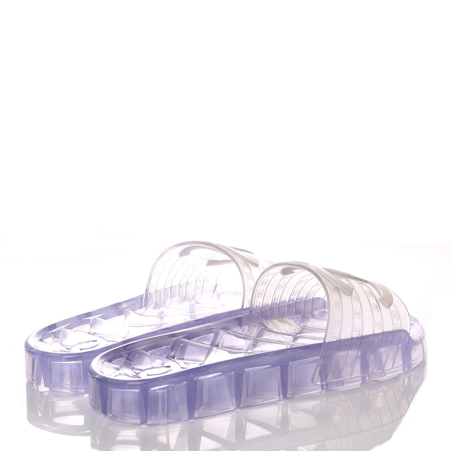 Chanel PVC Transparent CC Flat Slide Sandals 36 White 4 of 8