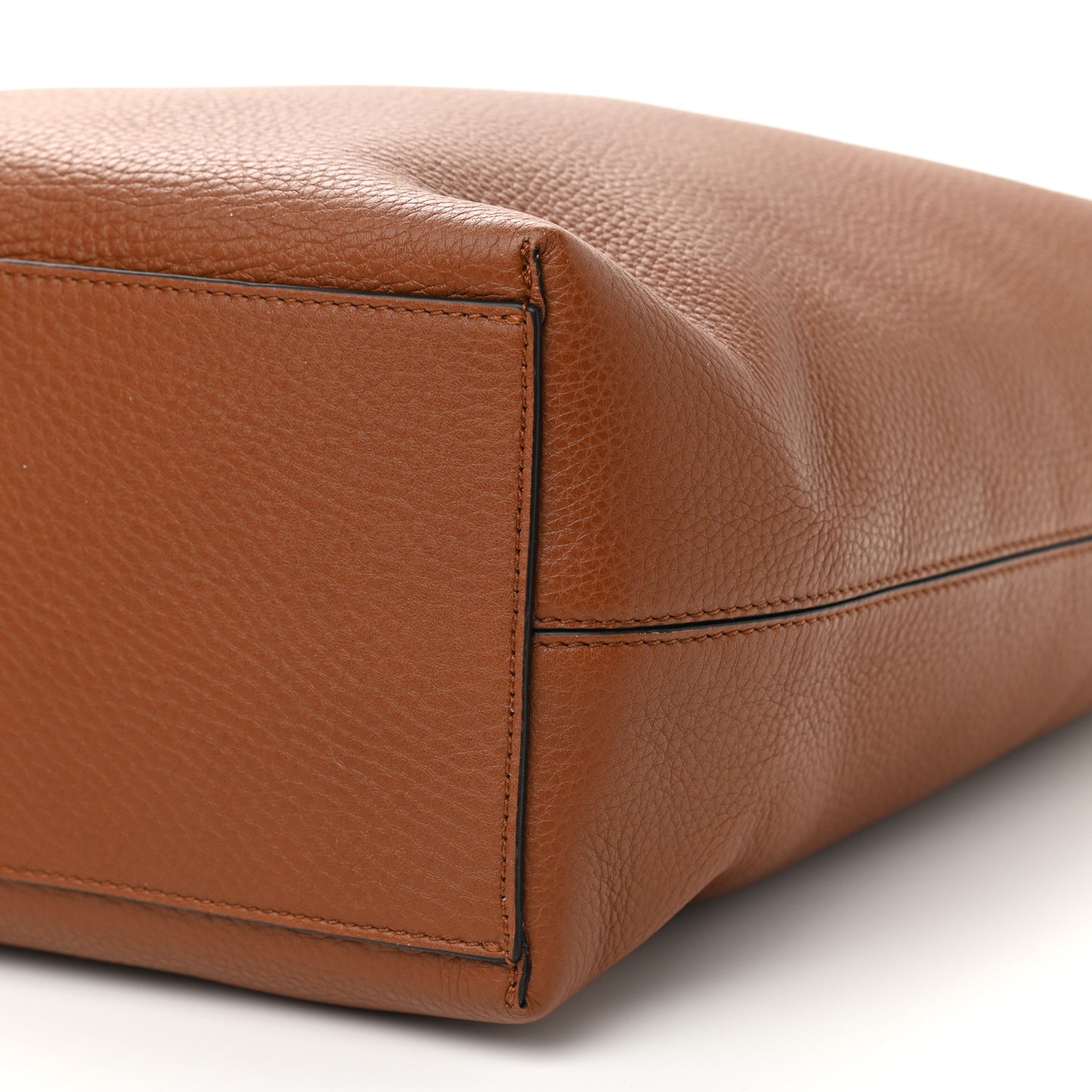 Grained Calfskin Rockstud Shoulder Tote Saddle Brown