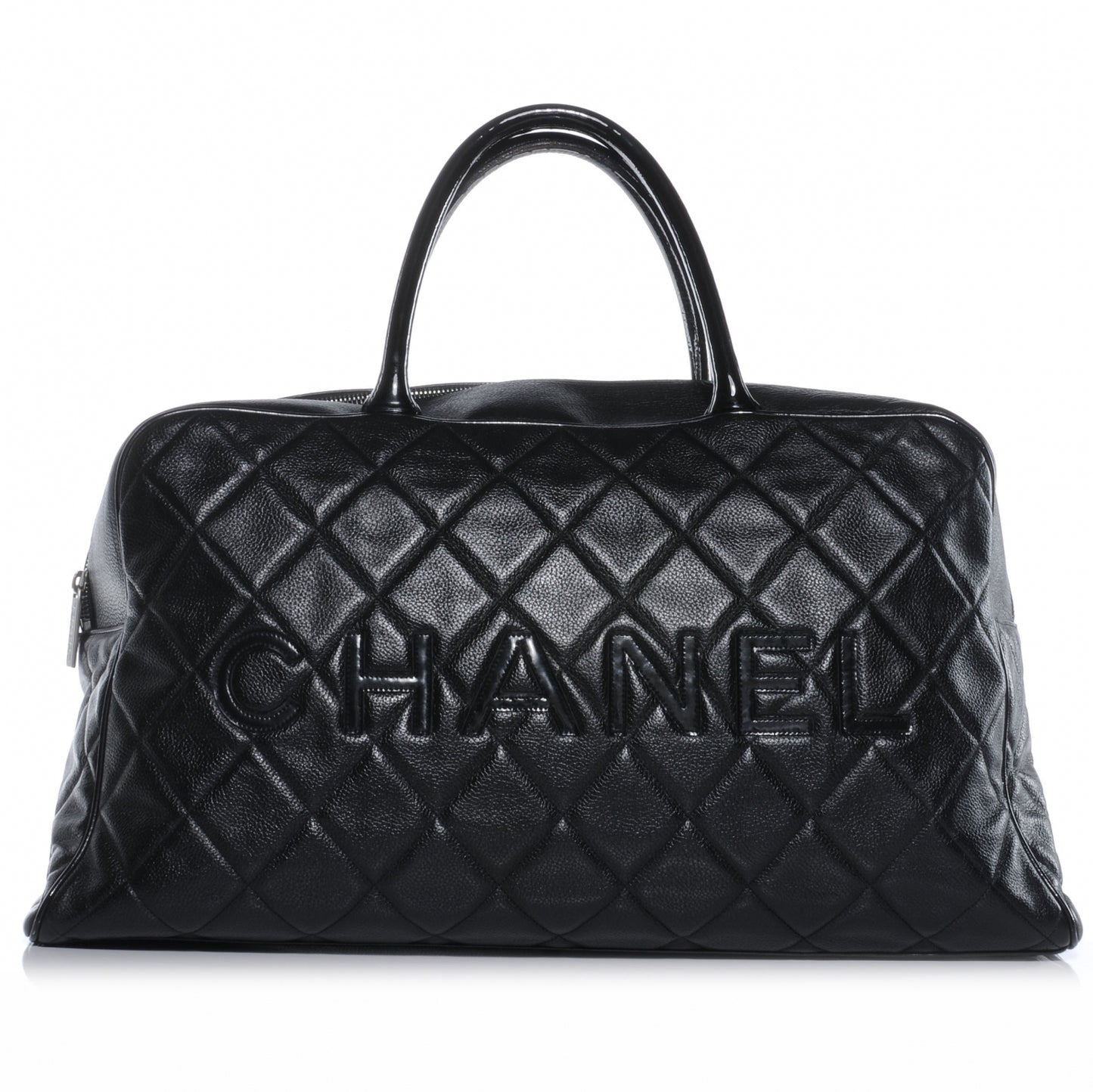 Patent and Caviar Quilted Large Boston Black