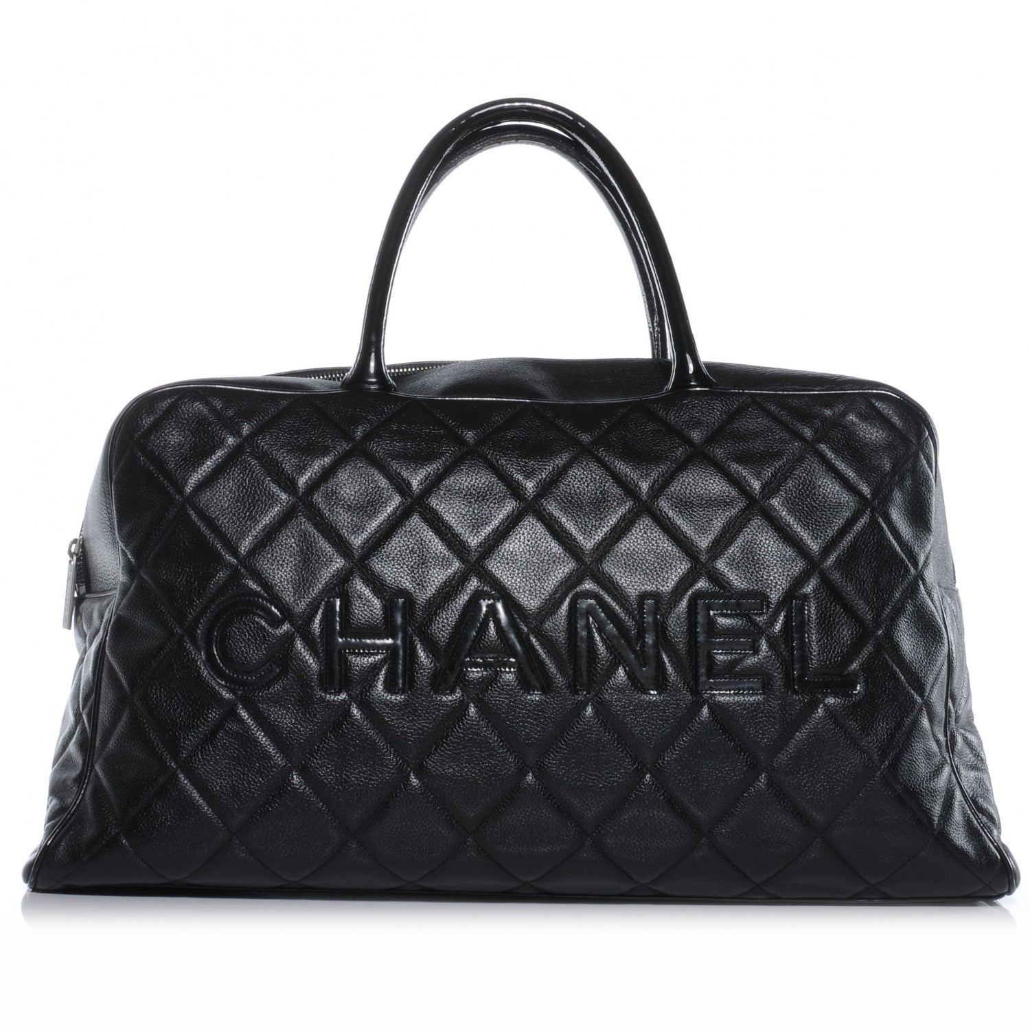 Chanel Patent and Caviar Quilted Large Boston Black 1 of 7