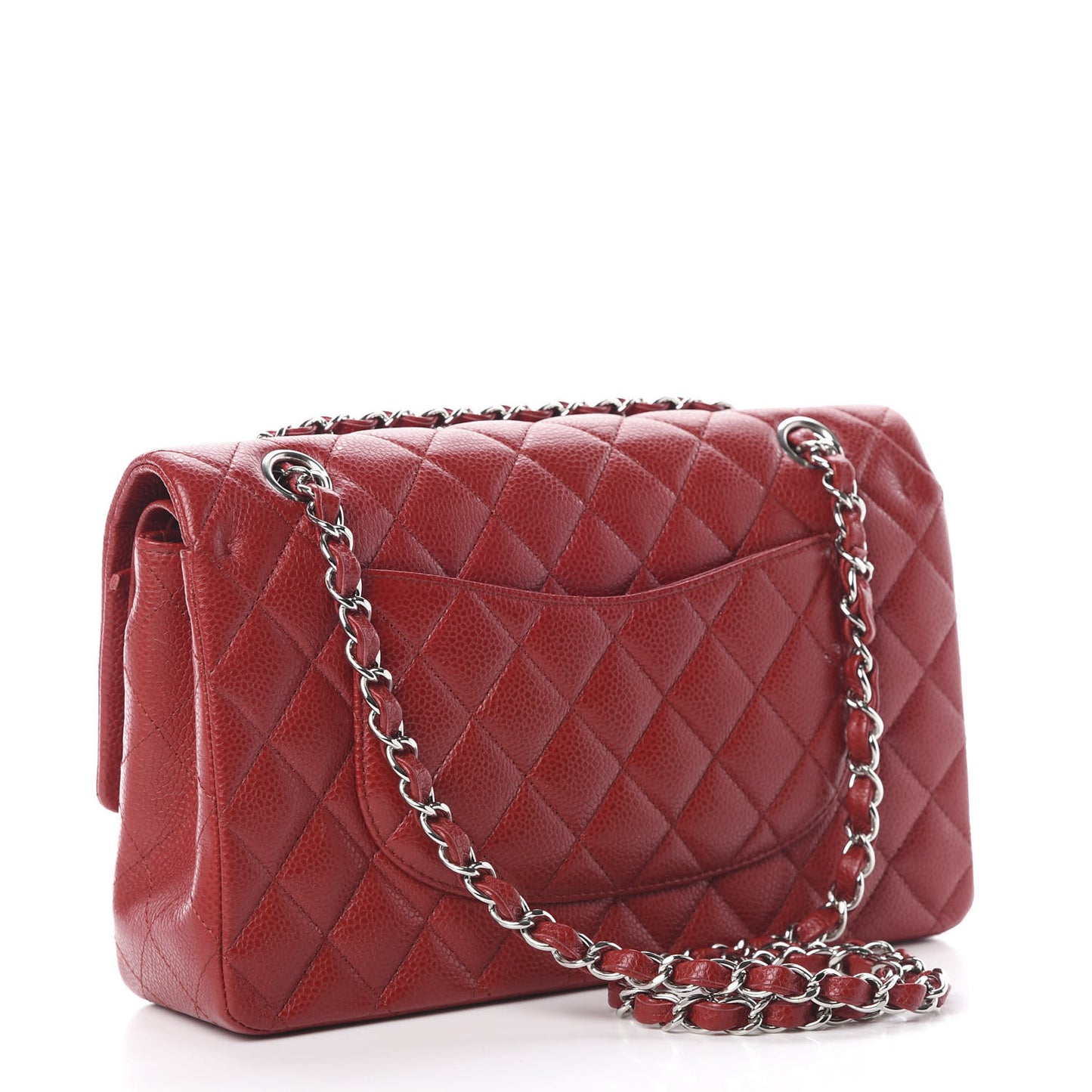 Caviar Quilted Medium Double Flap Red