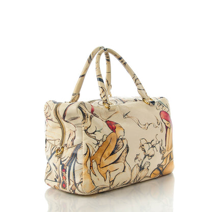 Prada X JAMES JEAN Cervo Lux Fairy Print Large Double Handle Boston Bag Prugna 3 of 10