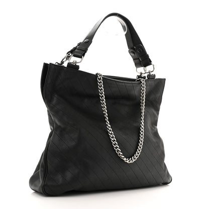 Gucci Sakai Be Green Calfskin Diagonal Stitched Medium Blondie Tote  Black 3 of 12