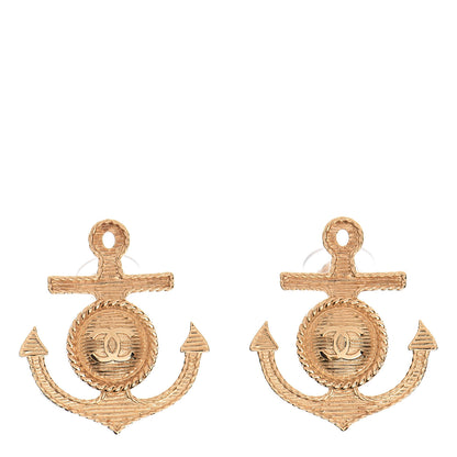 Chanel Metal Anchor CC Clip On Earrings Gold 1 of 5