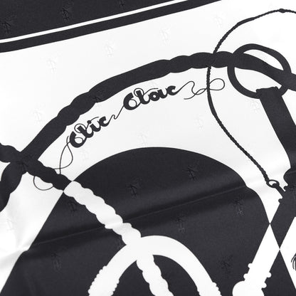 Hermes Silk Clic Clac Tattoo Scarf 90 Bleu Black White 3 of 7