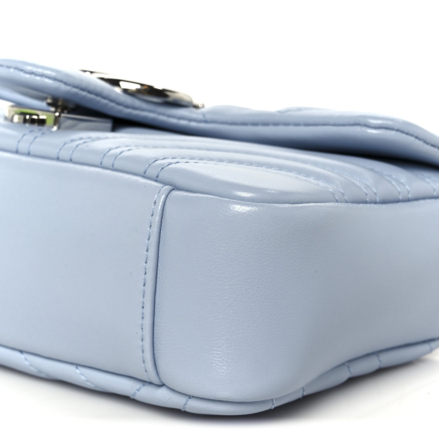 Lambskin Matelasse Small GG Marmont Shoulder Bag Light Blue