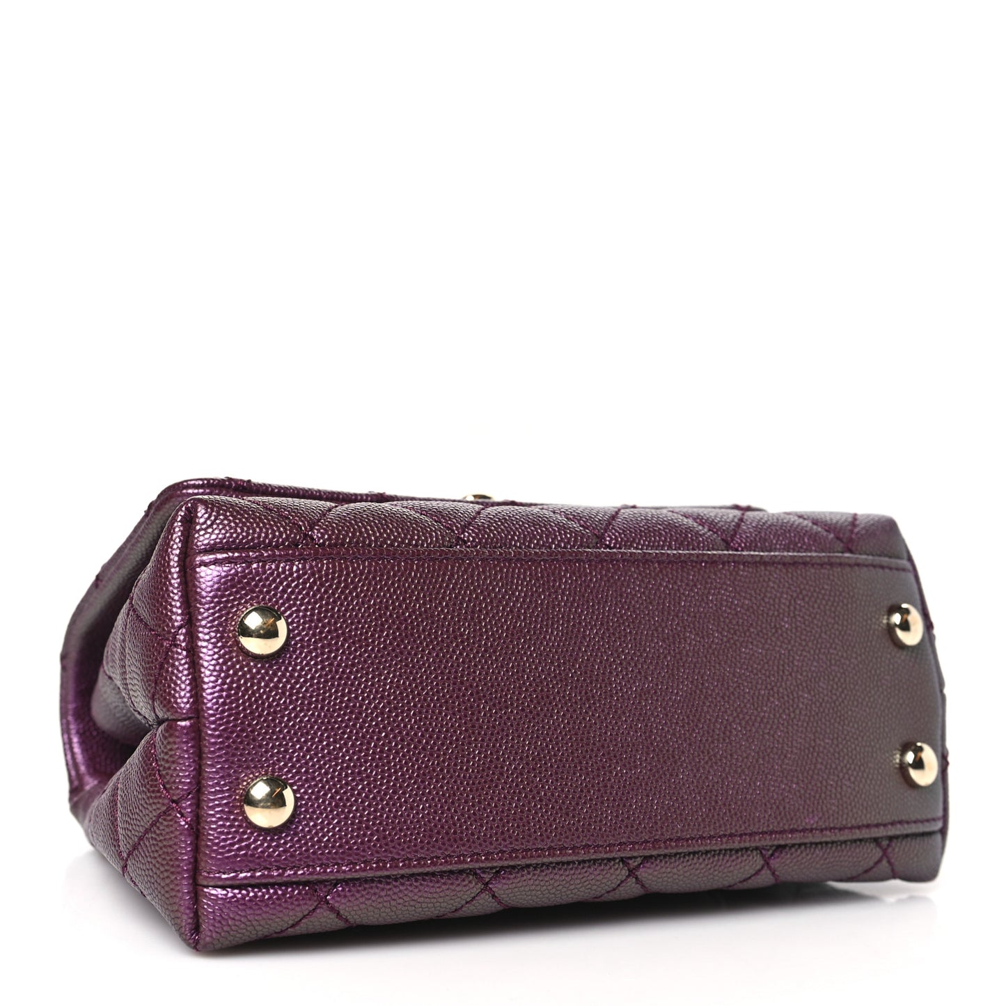 Iridescent Caviar Quilted Extra Mini Coco Handle Flap Purple