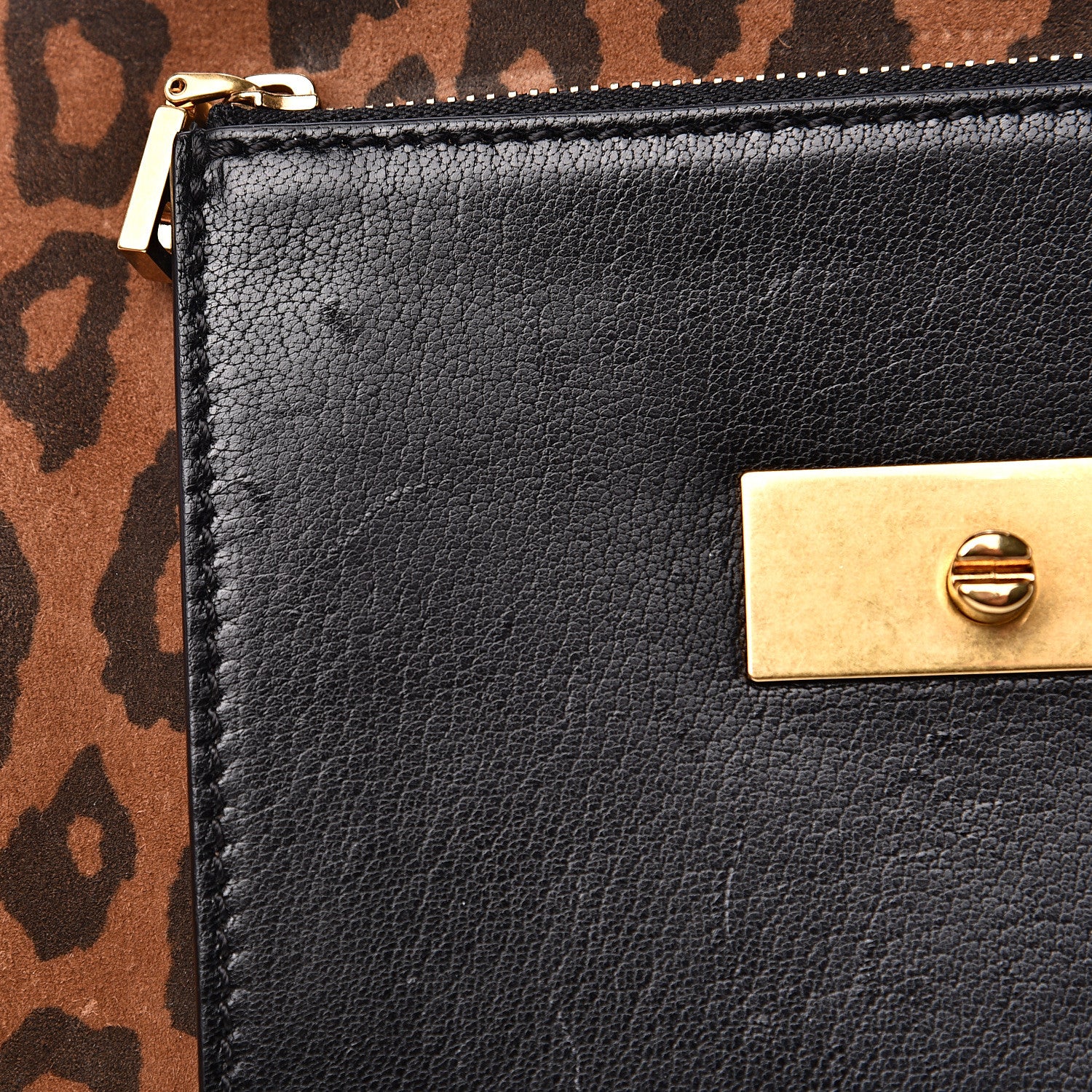 Givenchy Calfskin Suede Leopard Print Small GV3 Shoulder Bag Black Chestnut 11 of 12