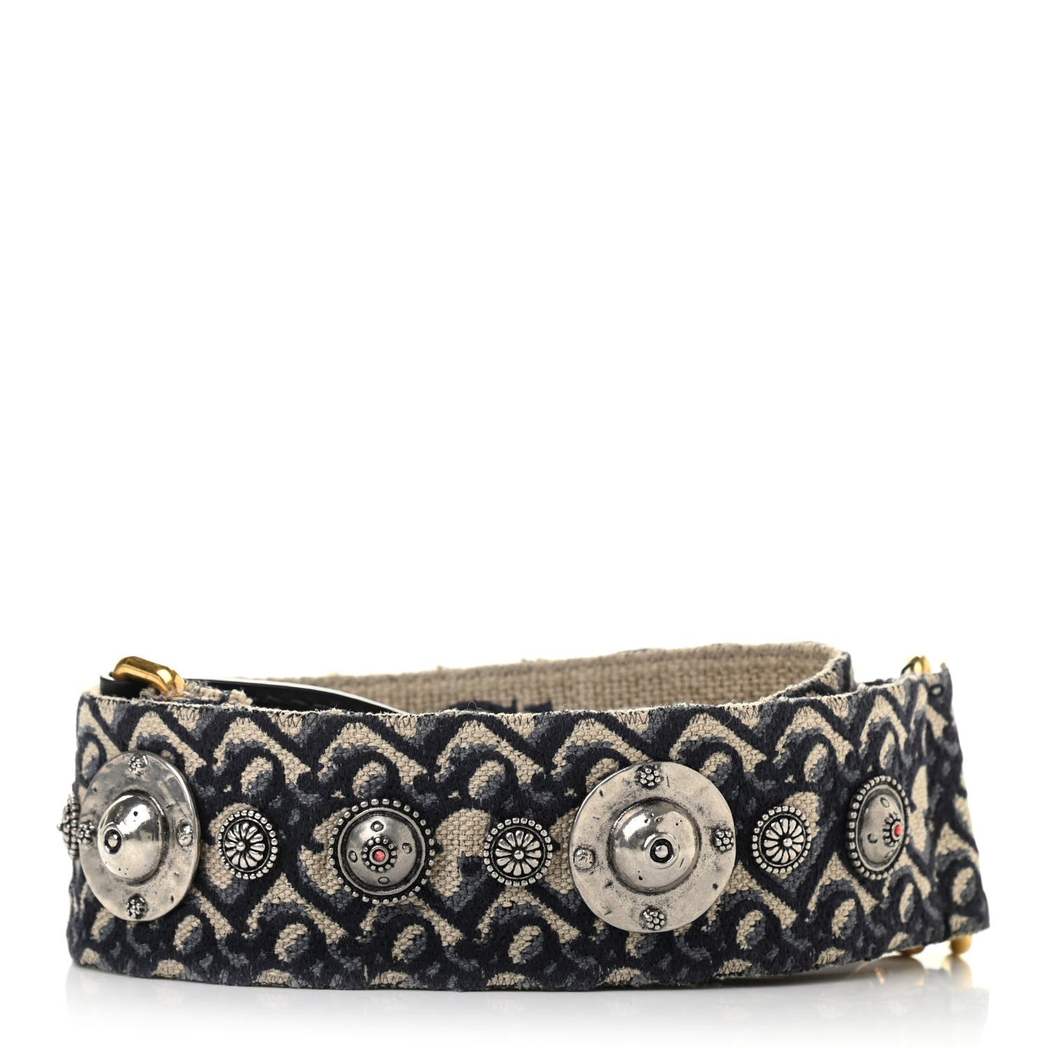 Christian Dior Oblique Studded Shoulder Strap Blue 2 of 8