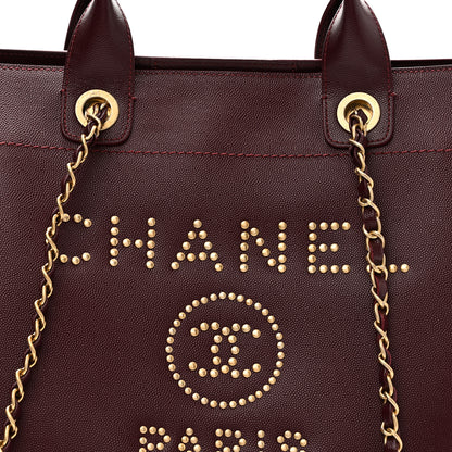 Chanel Caviar Small Studded Deauville Tote Burgundy 8 of 10