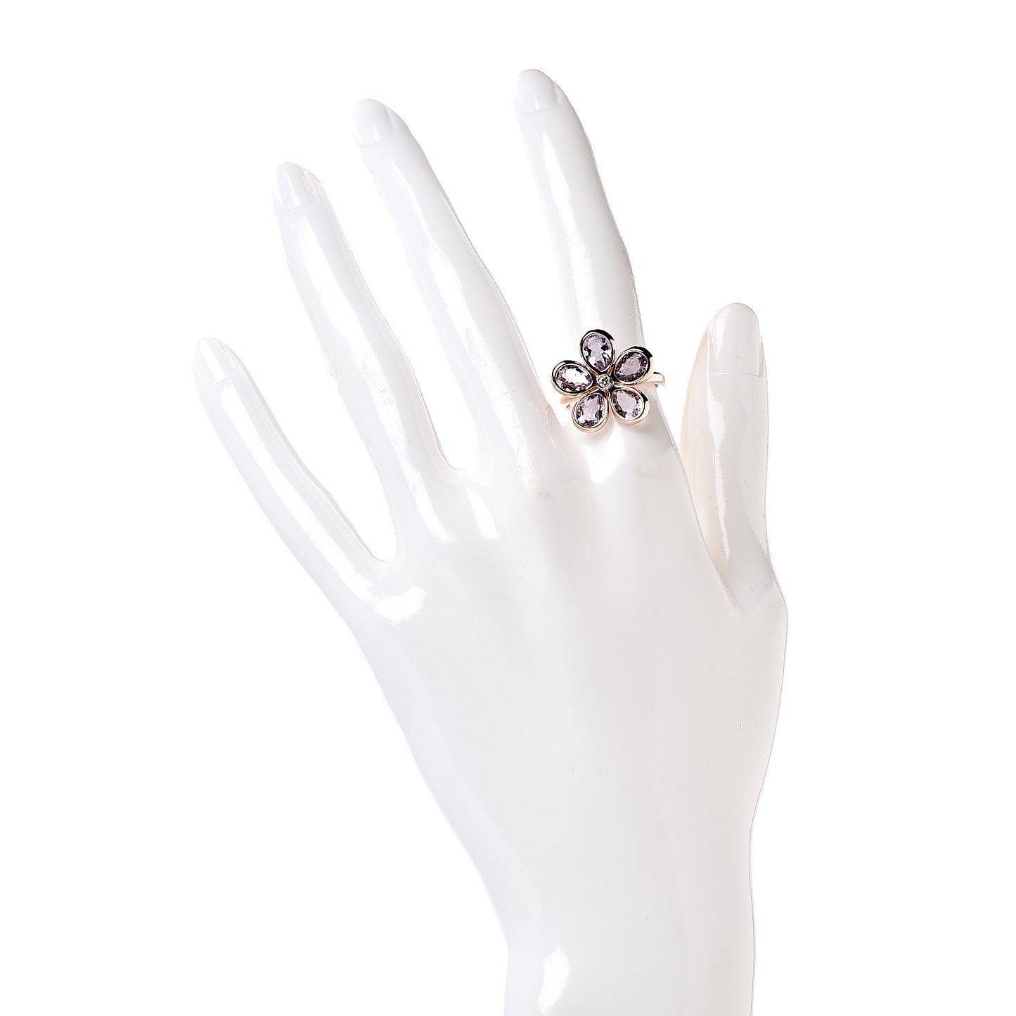 18K Rose Gold Amethyst Diamond Sparklers Flower Ring 52 6