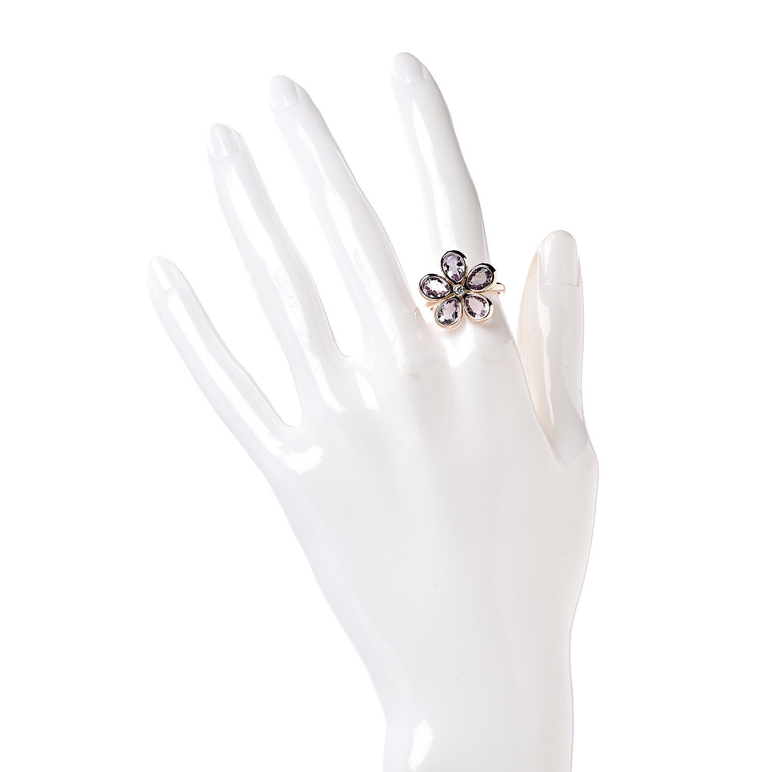Tiffany 18K Rose Gold Amethyst Diamond Sparklers Flower Ring 52 6 2 of 7