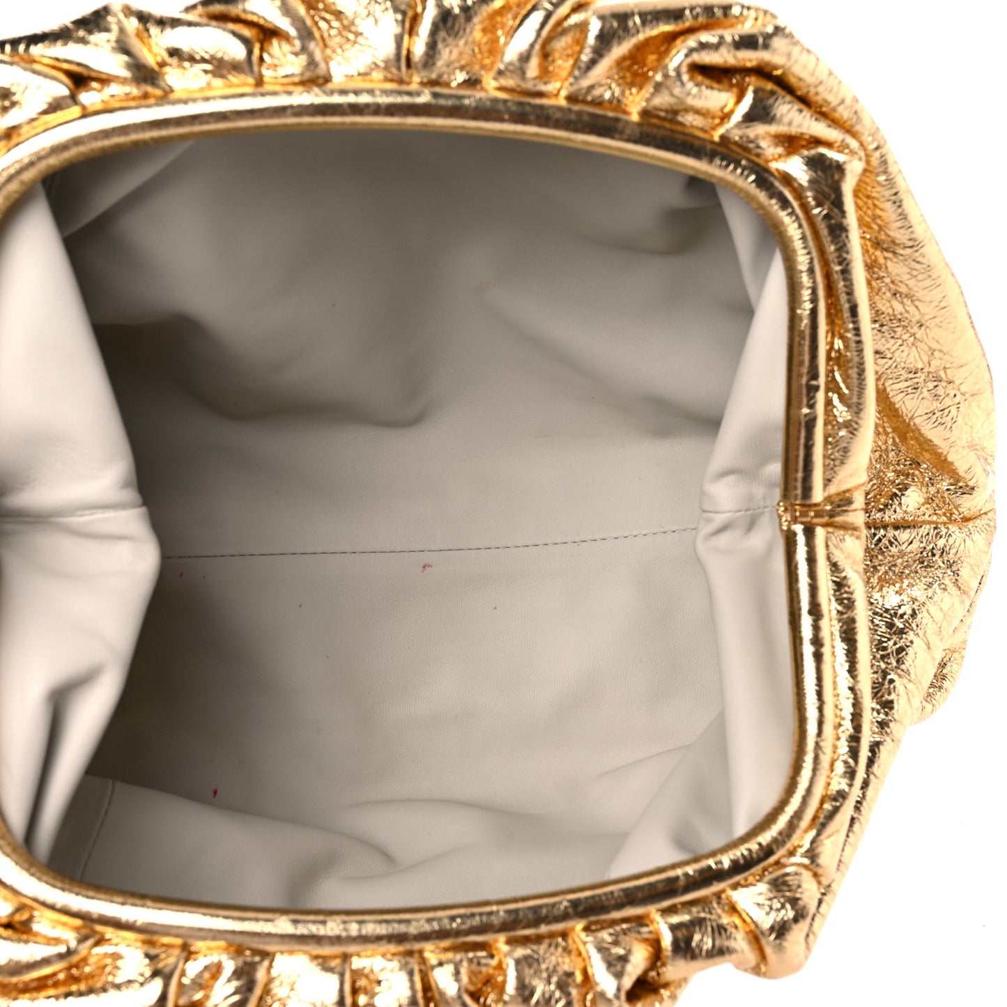 Metallic Crinkled Lambskin The Pouch Oversized Clutch Oro