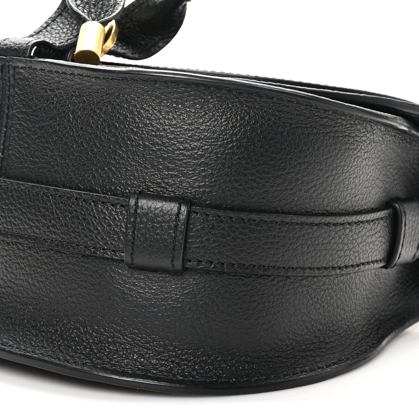 Grained Calfskin Small Marcie Saddle Bag Black