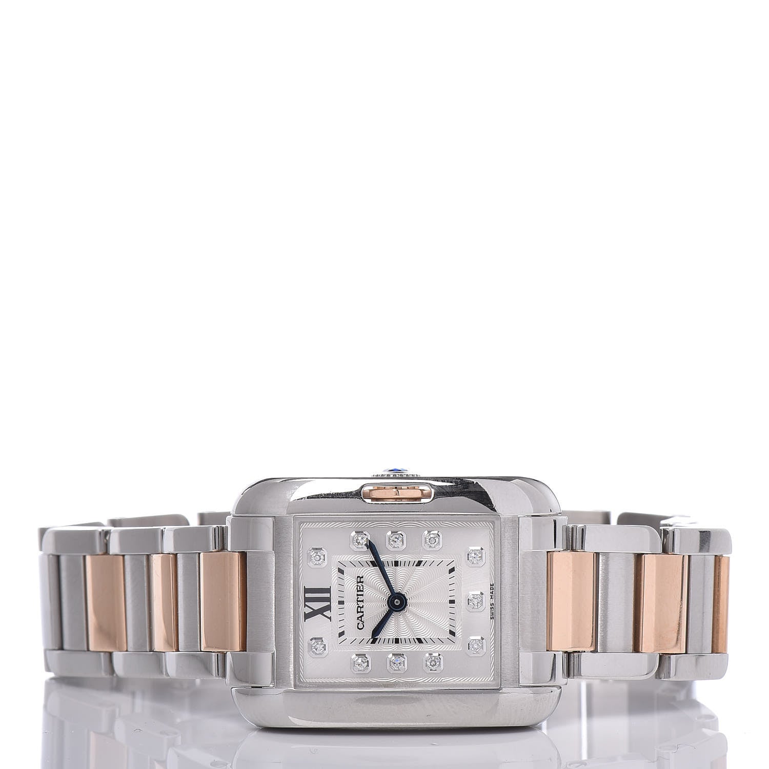Cartier Stainless Steel 18K Pink Gold Diamond 23mm Tank Anglaise Quartz Watch 3 of 12