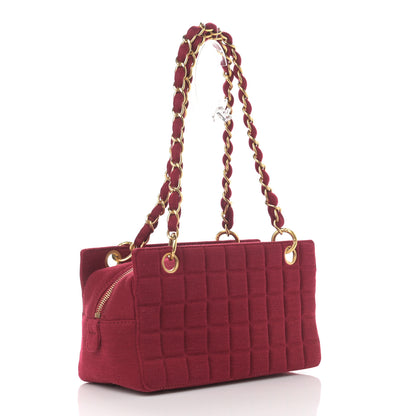 Chanel Jersey Quilted CC Chocolate Bar Bag Burgundy 3 of 11