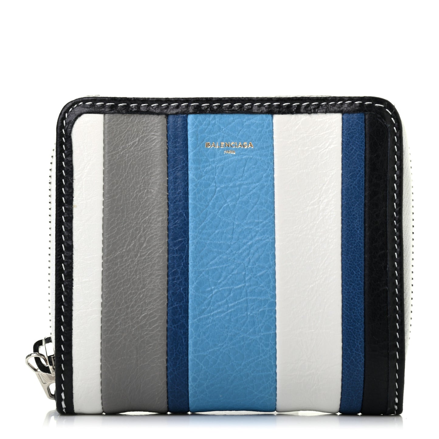 Veau Arena Multicolore Bazar Compact Zip Around Wallet Bleu Gris White Black