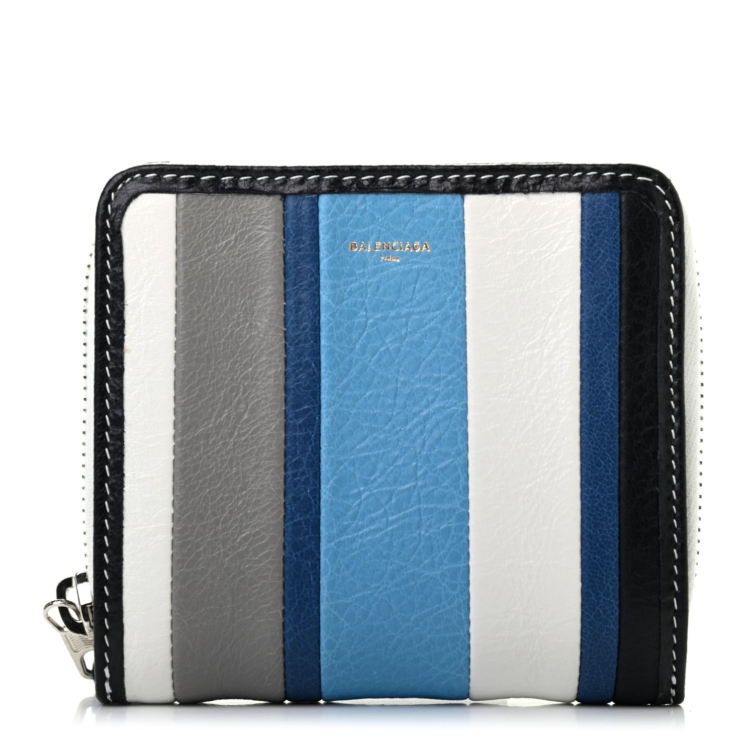Balenciaga Veau Arena Multicolore Bazar Compact Zip Around Wallet Bleu Gris White Black 1 of 6