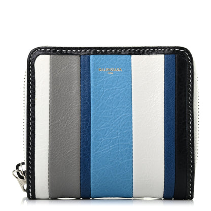 Balenciaga Veau Arena Multicolore Bazar Compact Zip Around Wallet Bleu Gris White Black 1 of 6