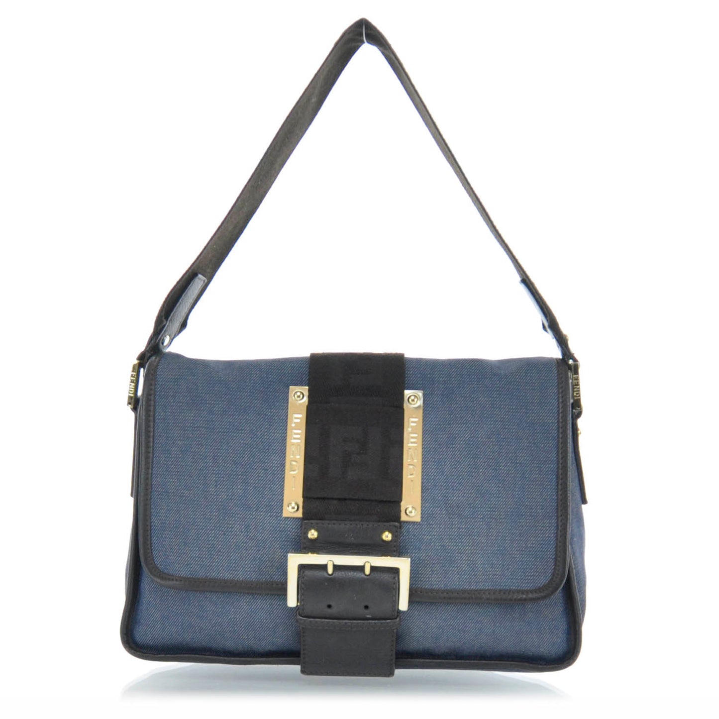 Denim Shoulder Bag Blue Black