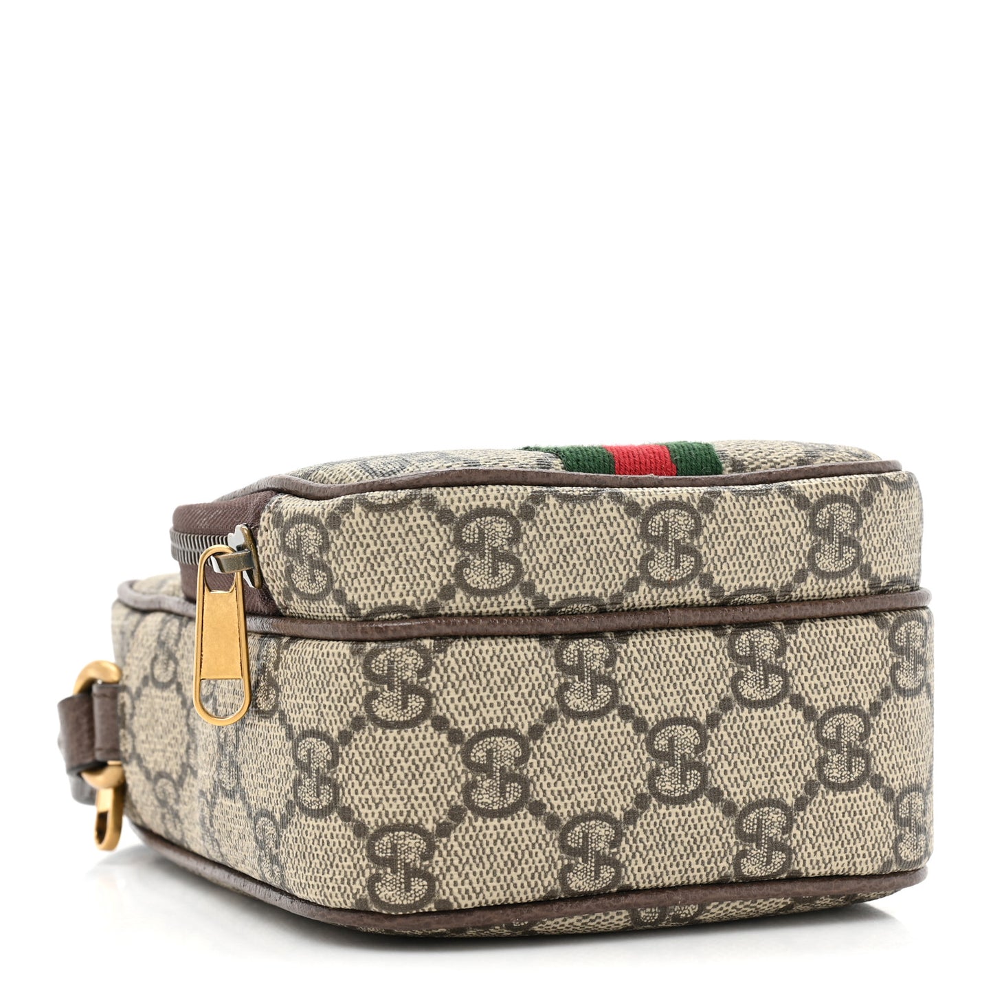 GG Supreme Monogram Web Mini Ophidia Double Zip Messenger Bag Beige New Acero