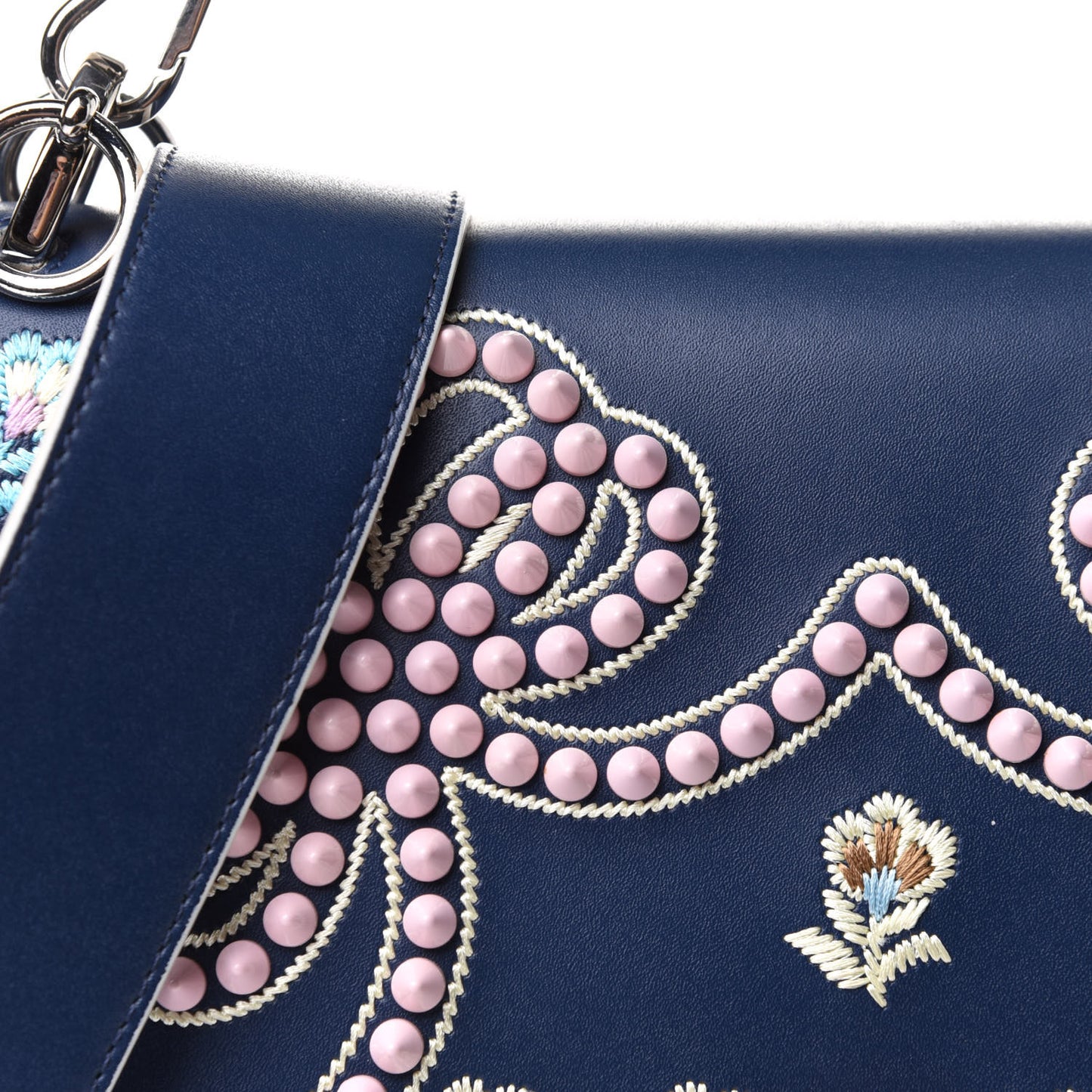 Vitello Liberty Scalloped Studded Flowers and Bows Kan I Shoulder Bag Amazzonia Multicolor