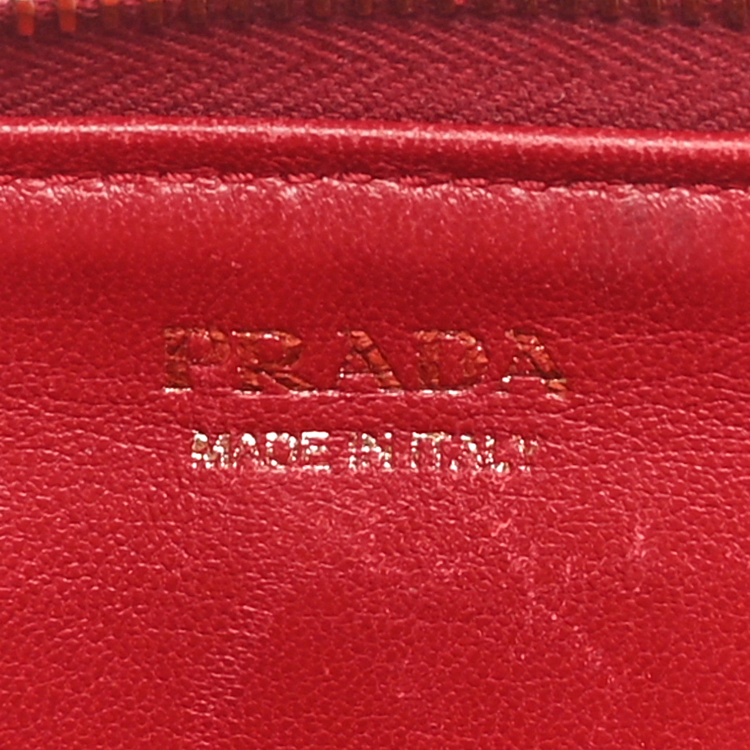 Prada Saffiano Metal Zip Around Keychain Fuoco 6 of 9