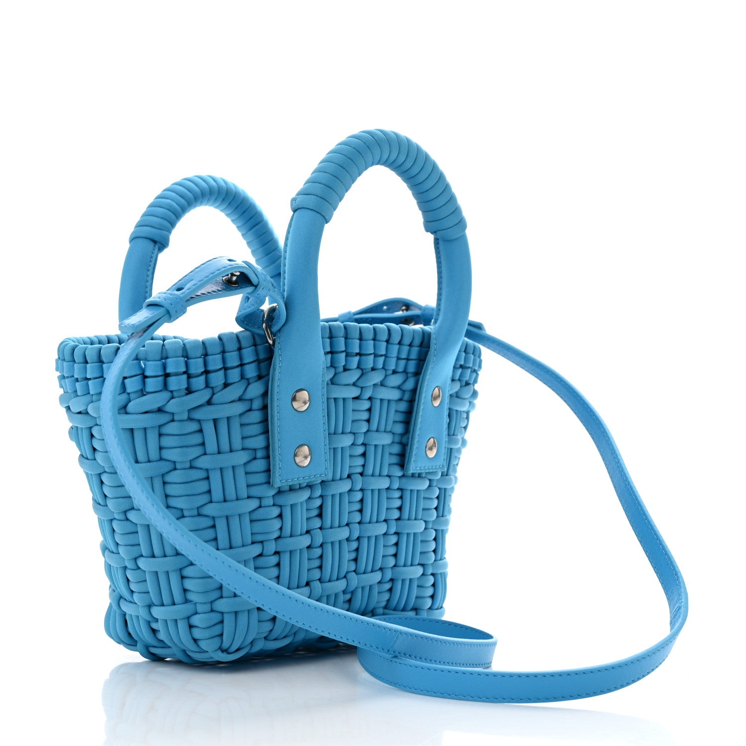 Balenciaga Recycled Nylon Faux Calfskin XXS Bistro Basket Cyan White 2 of 10
