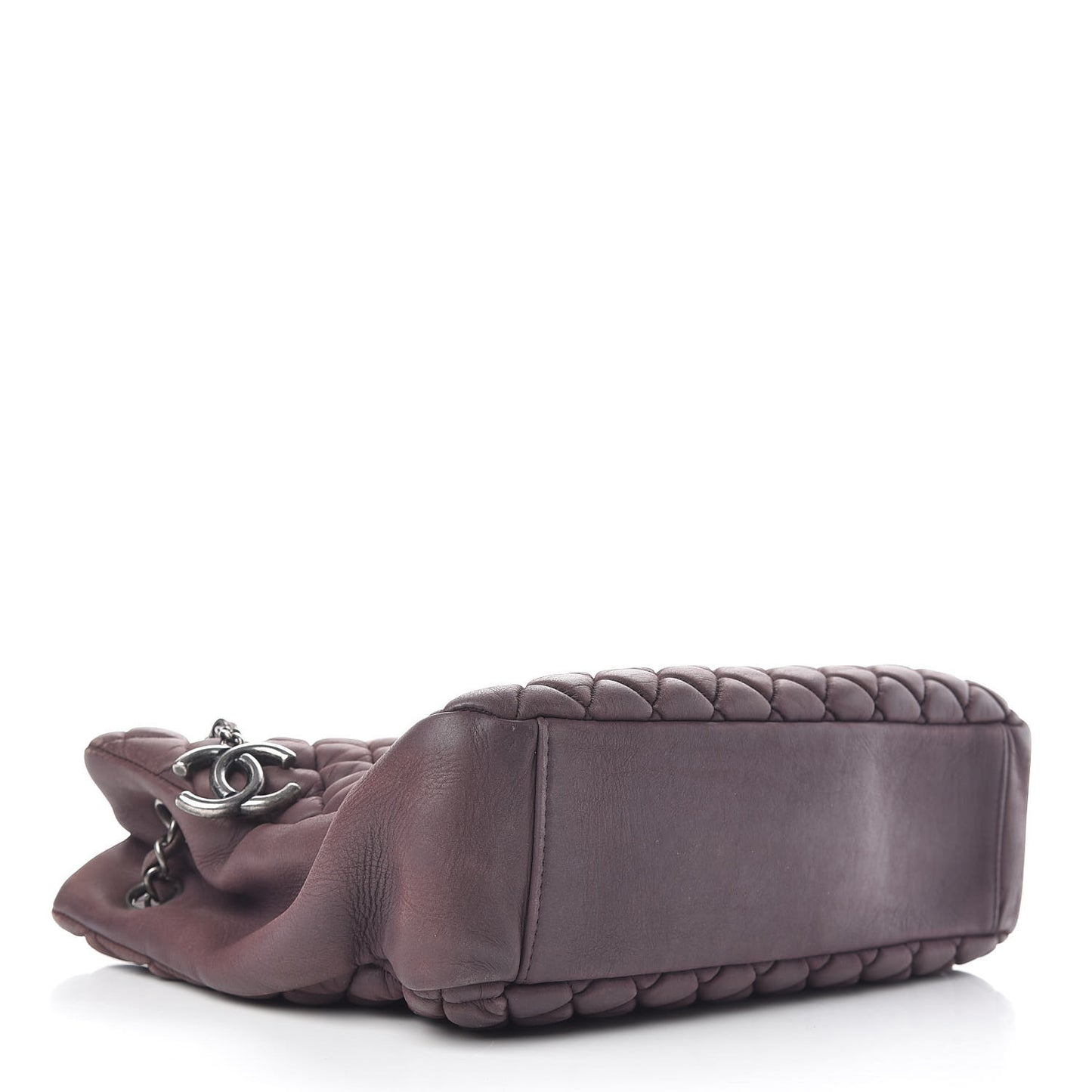 Iridescent Calfskin Small New Bubble Quilt Tote Plum