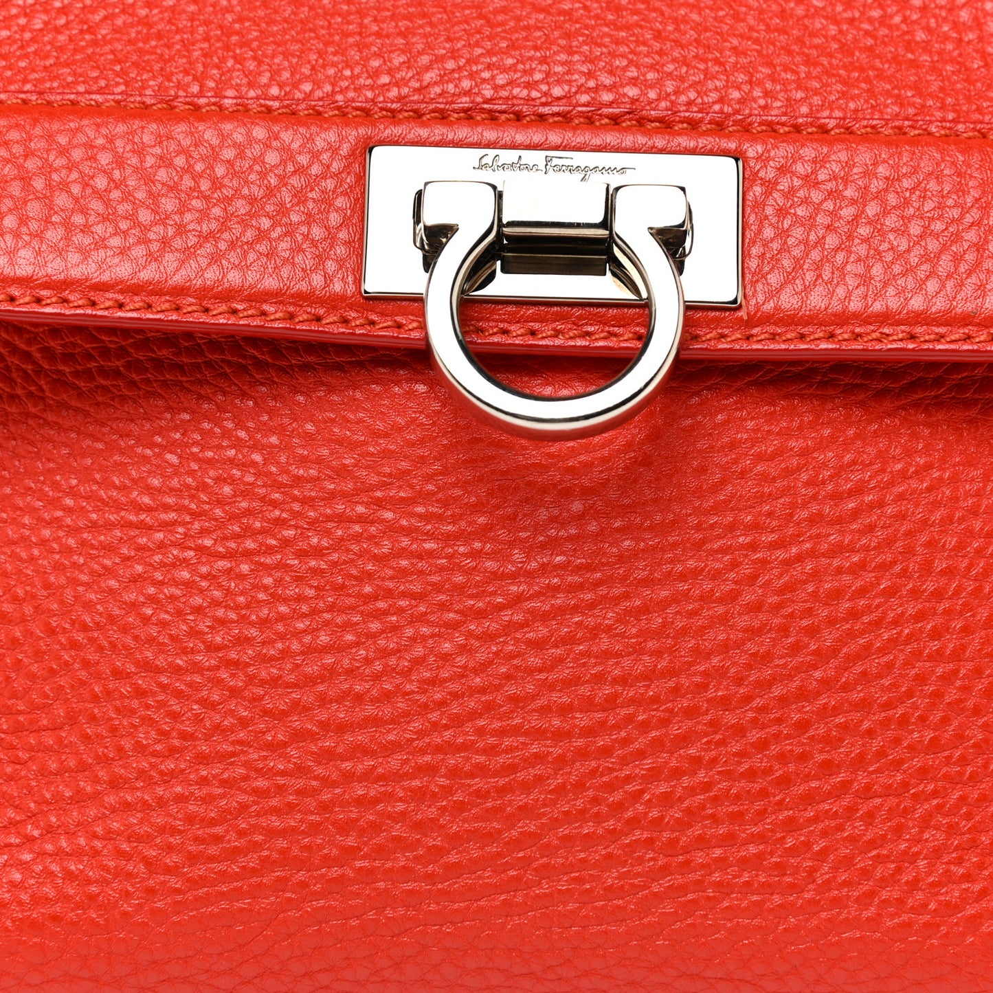 Grained Calfskin Sofia Satchel Red