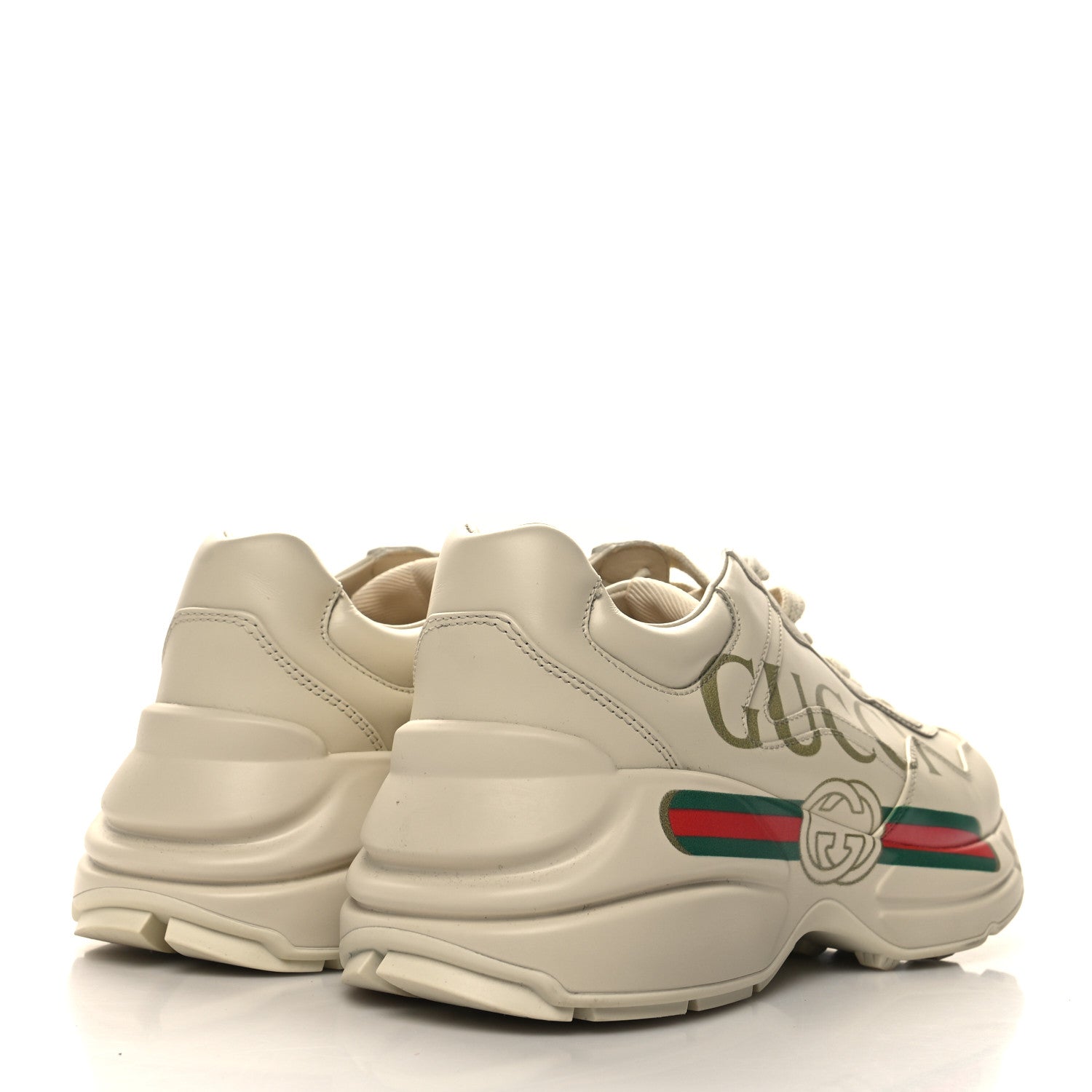 Gucci Calfskin Logo Womens Rhyton Sneakers 38 Ivory 4 of 8