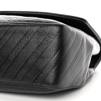 Balenciaga Shiny Goatksin Logo Embossed Monochrome M BB Round Shoulder Bag Black 12 of 15