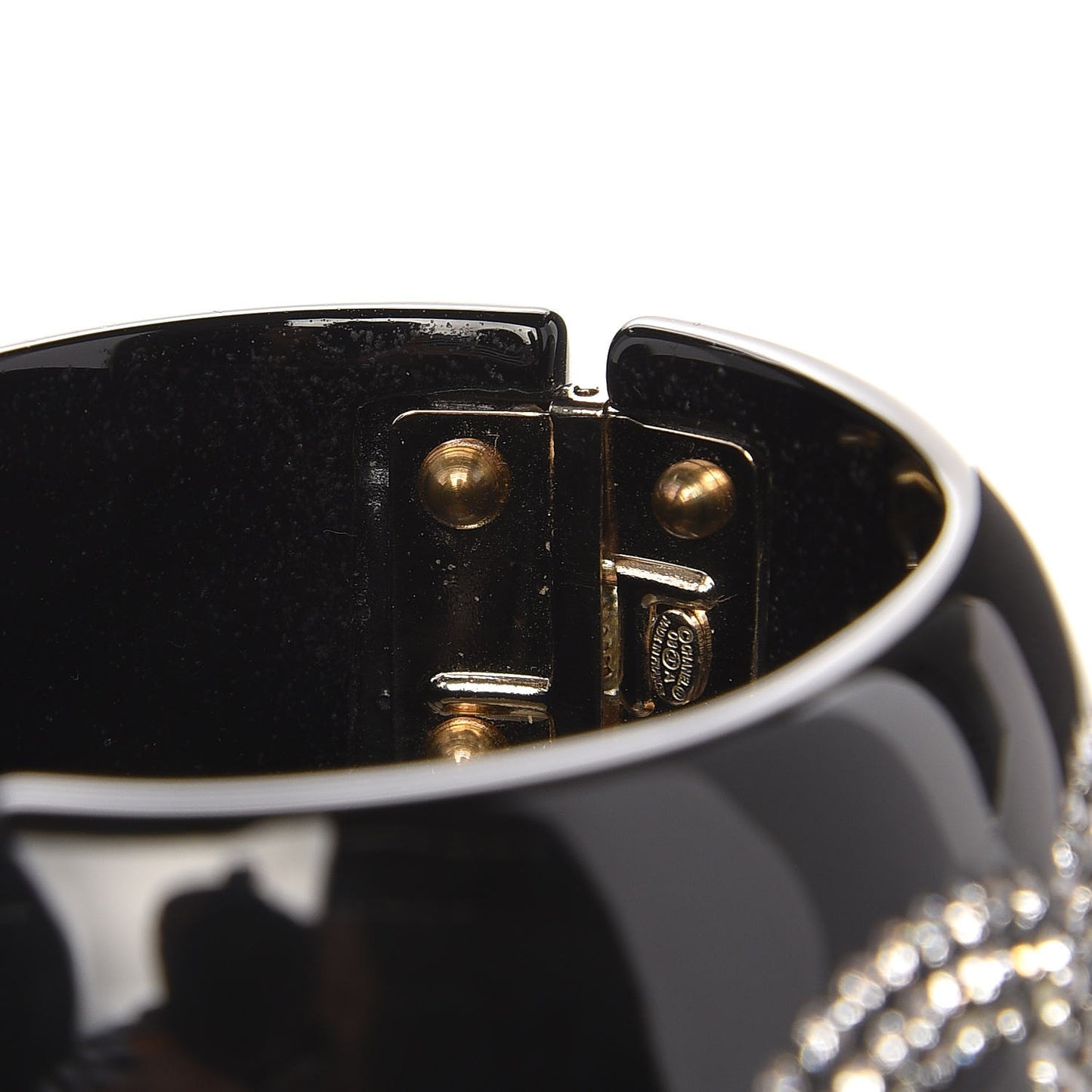 Resin Crystal CC Cuff Bracelet Black