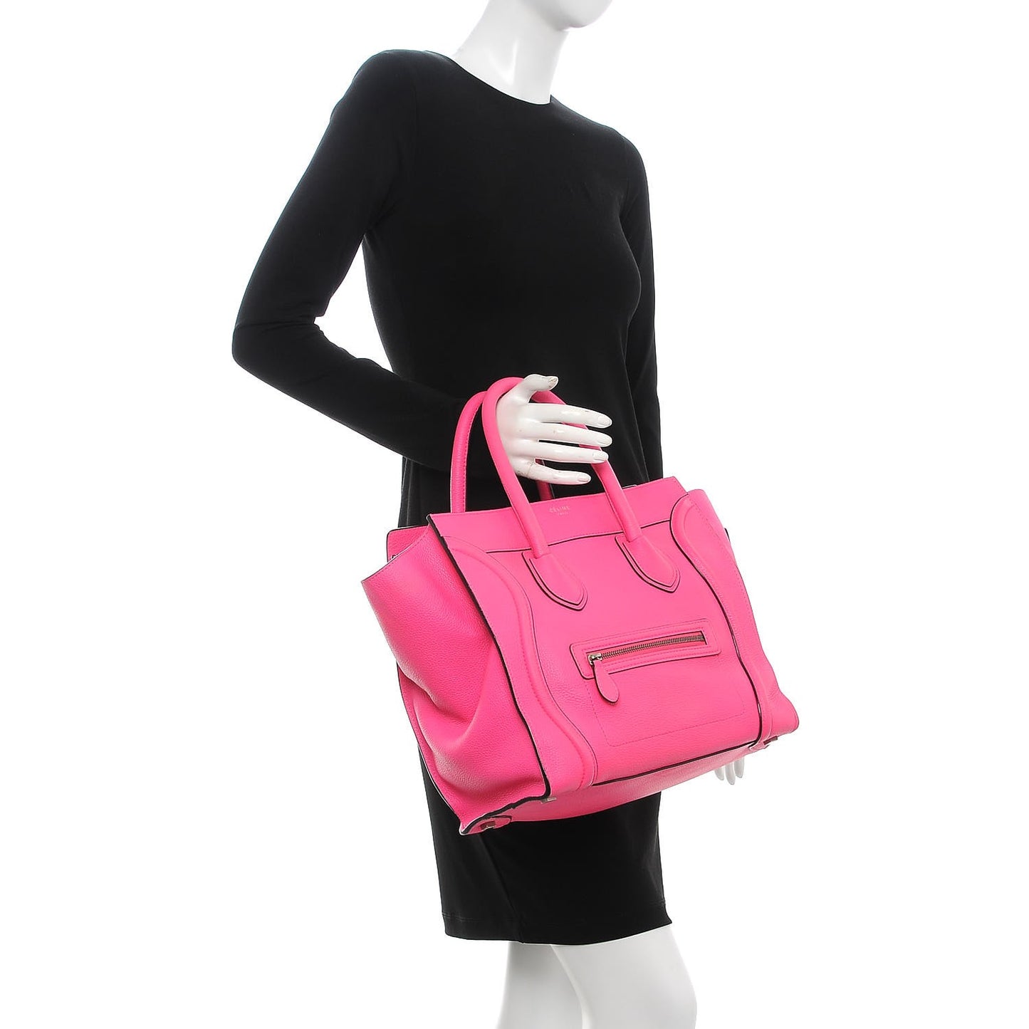 Drummed Calfskin Mini Luggage Fluo Pink