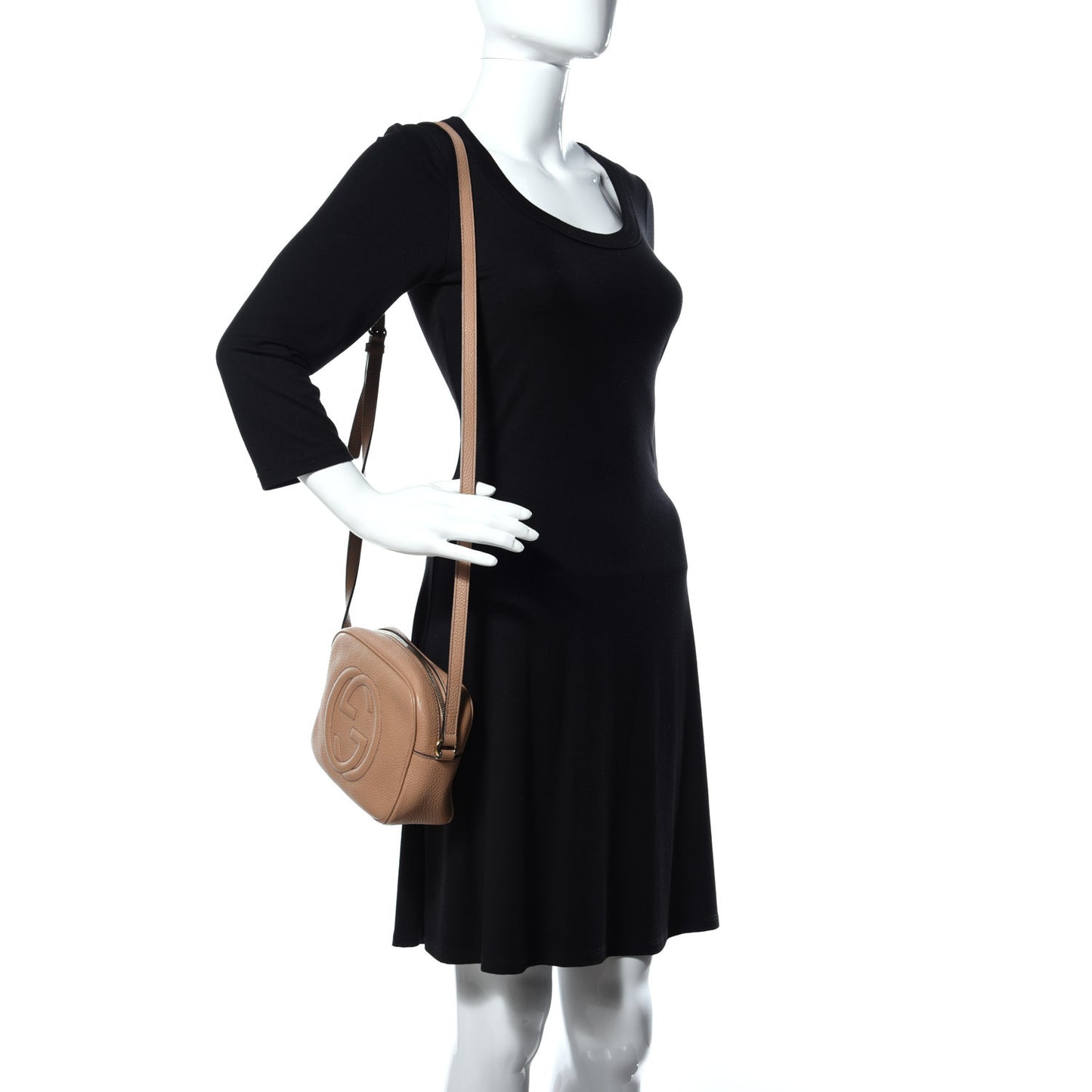 Pebbled Calfskin Small Soho Disco Bag Rose Beige