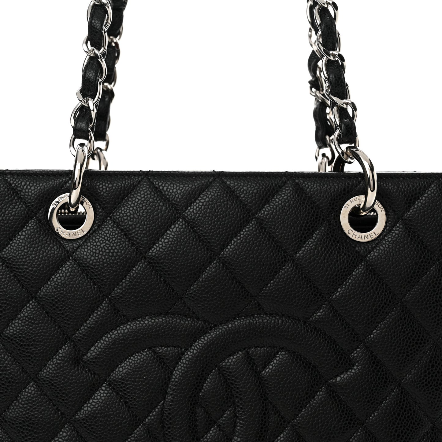 Caviar Quilted Grand Shopping Tote GST Black