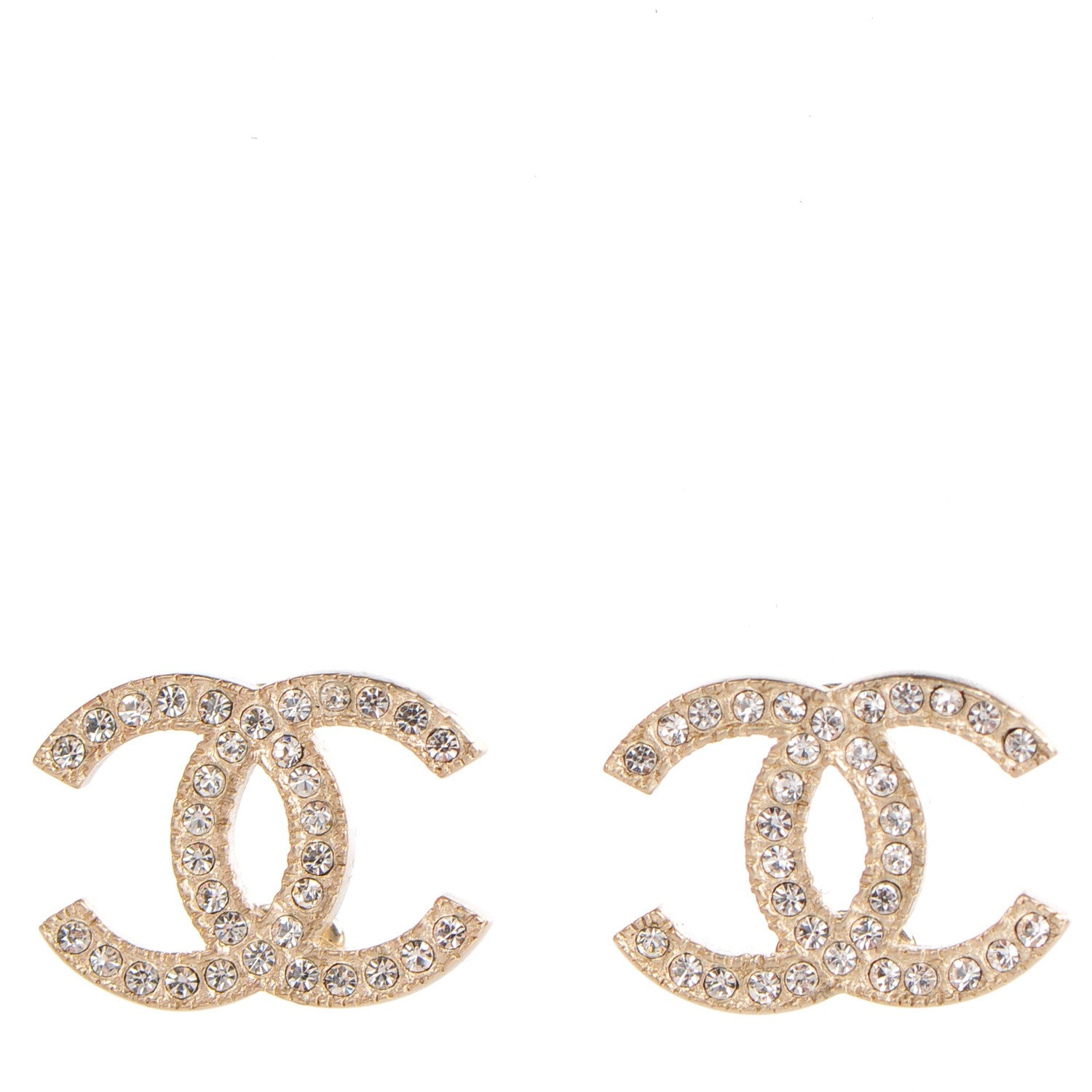 Chanel Crystal CC Earrings Gold 1 of 5