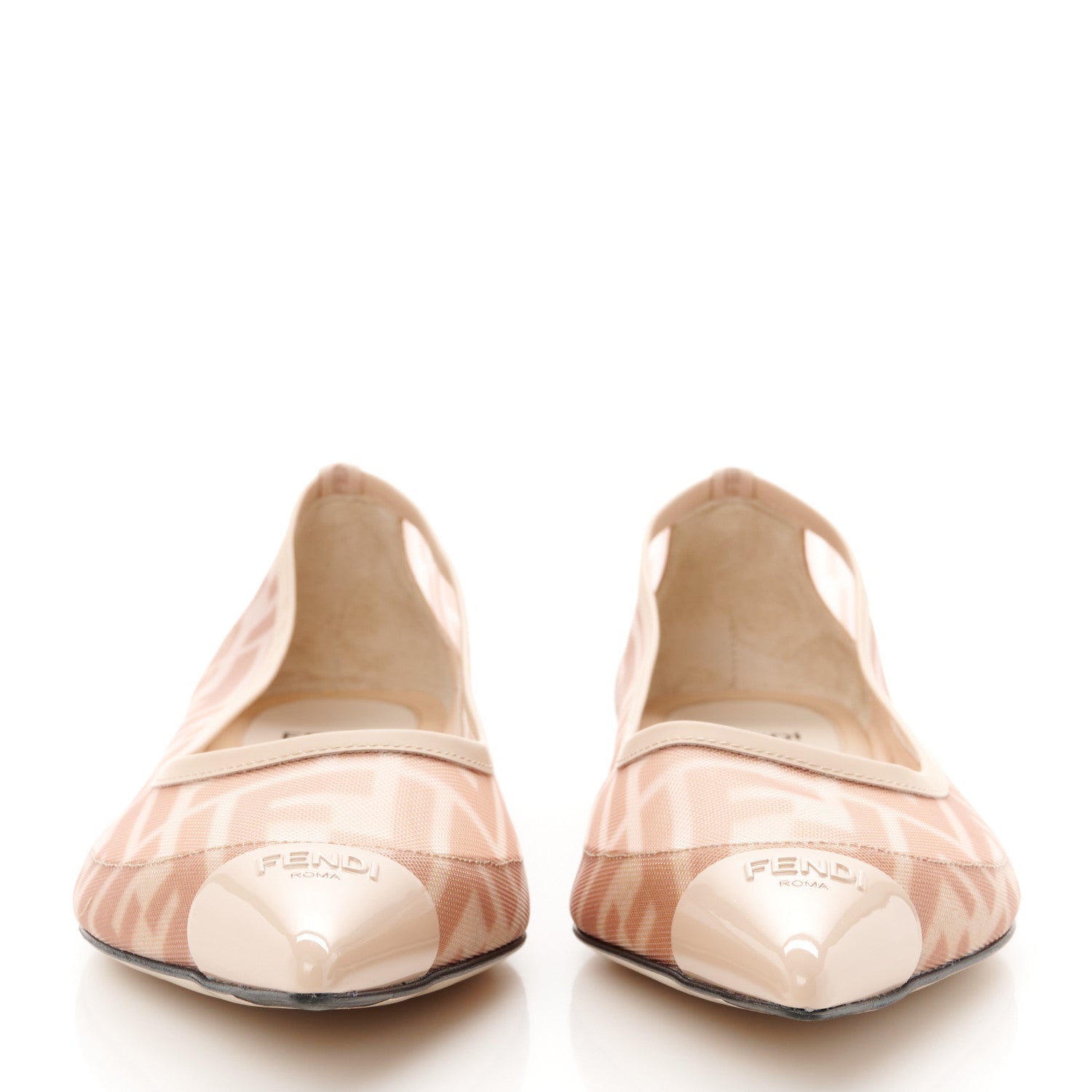 Fendi Technical Mesh Vitello FF Colibri Ballerina Flats 38.5 Rose Nude 2 of 8
