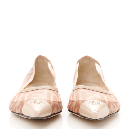 Fendi Technical Mesh Vitello FF Colibri Ballerina Flats 38.5 Rose Nude 2 of 8