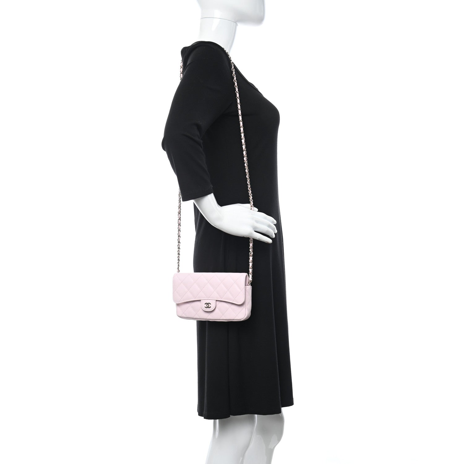 Chanel Caviar Quilted Flap Phone Holder With Chain Light Pink 2 of 11
