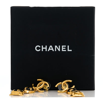 Chanel Resin CC Drop Earrings Gold Black 5 of 5