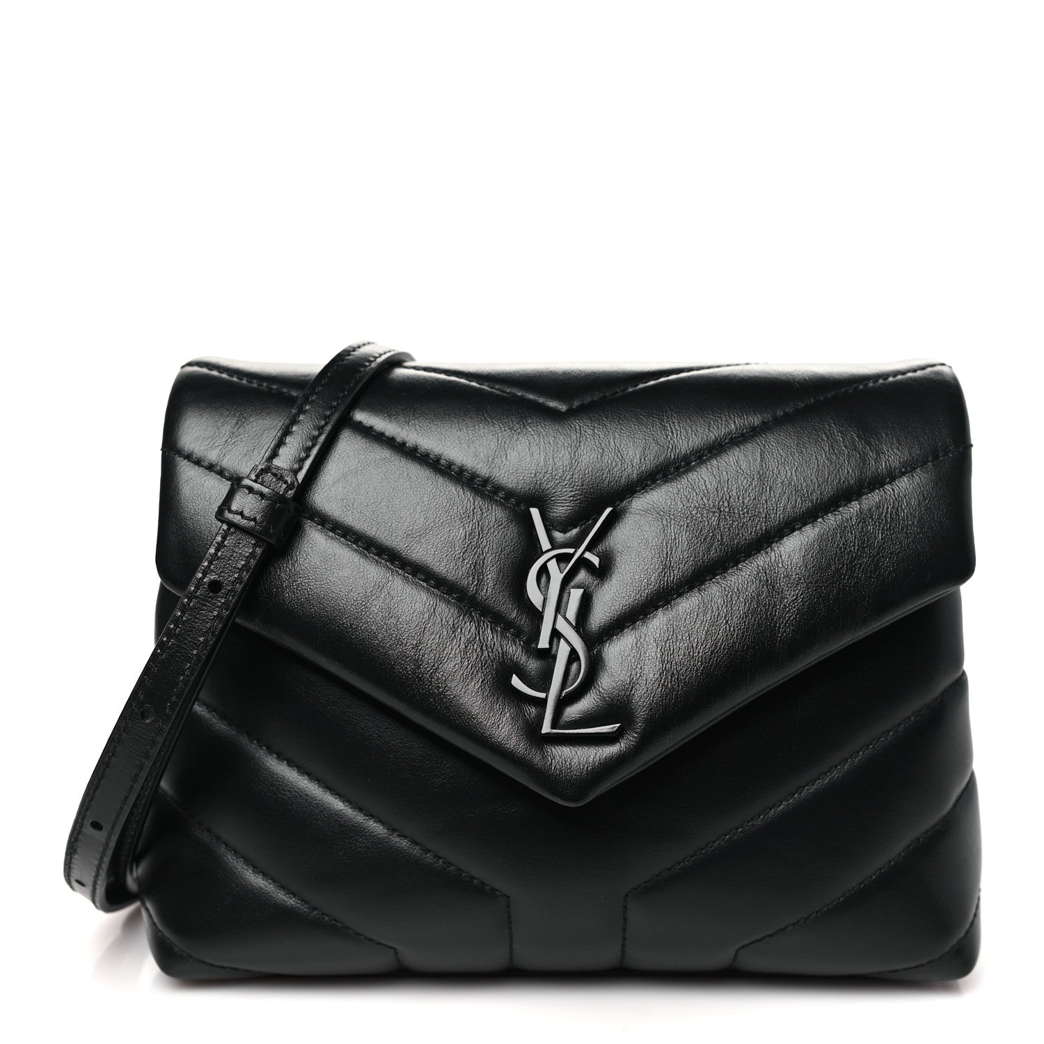 Saint Laurent Calfskin Y Quilted Monogram Monochrome Toy Loulou Crossbody Bag Black 1 of 10