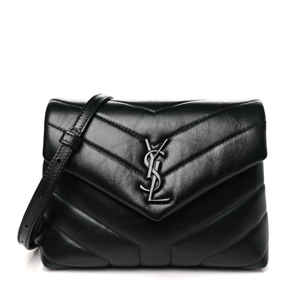 Saint Laurent Calfskin Y Quilted Monogram Monochrome Toy Loulou Crossbody Bag Black 1 of 10