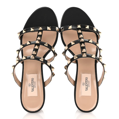 Valentino Garavani Calfskin Rockstud 60mm Caged Slide Sandals 36.5 Black 2 of 10
