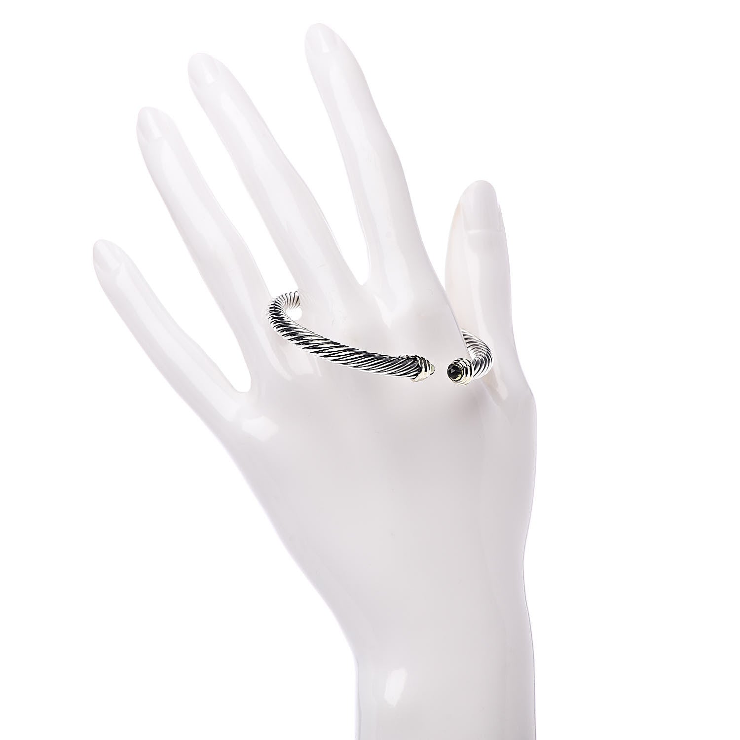 David Yurman Sterling Silver 14K Yellow Gold Peridot 5mm Cable Classics Petite Color Bracelet 2 of 4