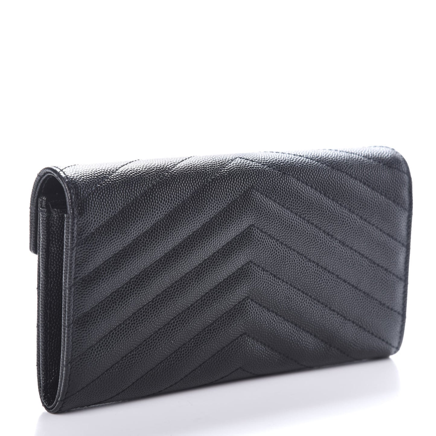 Grain De Poudre Matelasse Chevron Monogram Flap Wallet Black