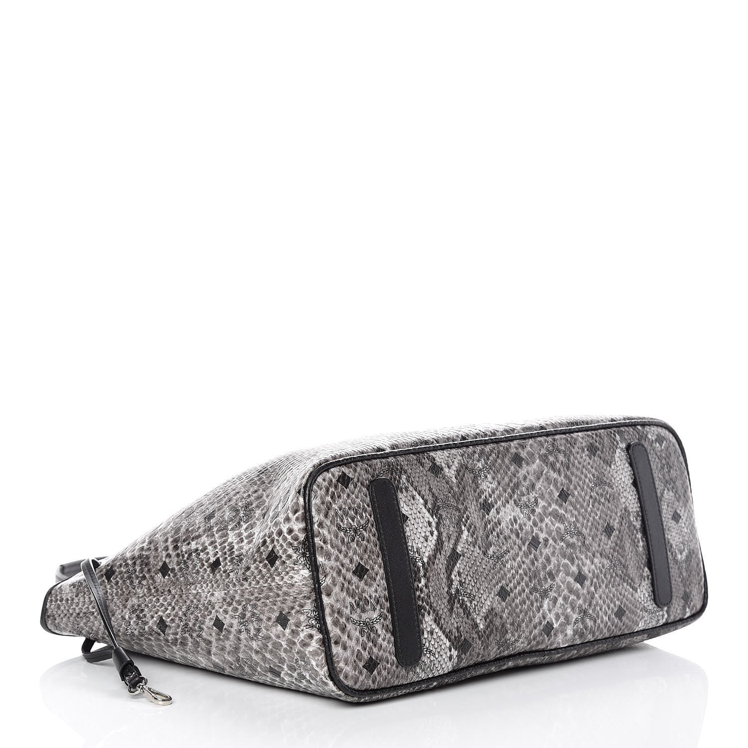 MCM Visetos Snakeskin Embossed Medium Shopper Tote Grey 4 of 13