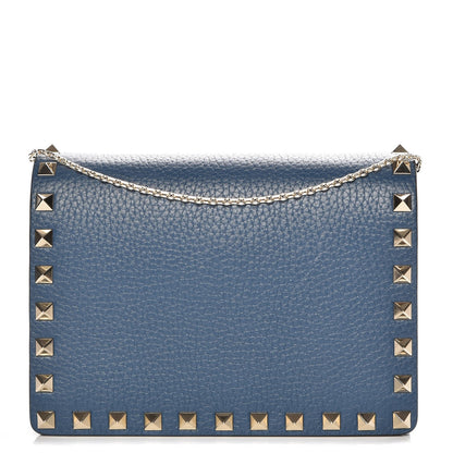 Valentino Garavani Grained Calfskin Rockstud Wallet on Chain Peacock 1 of 7