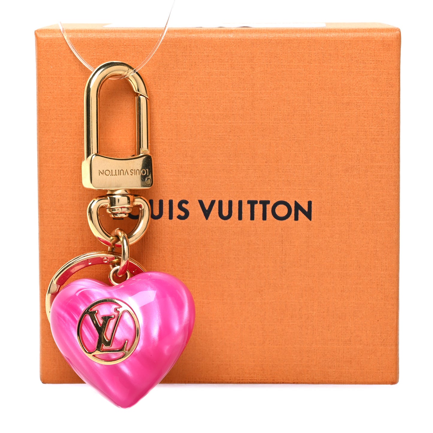 LV Heart Bag Charm Key Holder Pink
